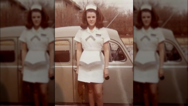 La Fonda Sue Darnell as a teenager dressed in a uniform