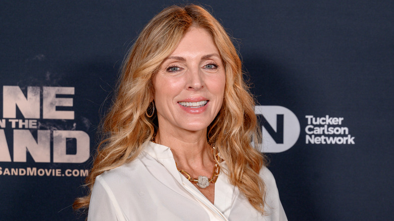 Marla Maples smiling at the premiere of "Line in the Sand" at Mar-A-Lago in 2024.