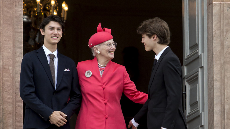 Queen Margrethe with Prince Felix and Prince Nikolai