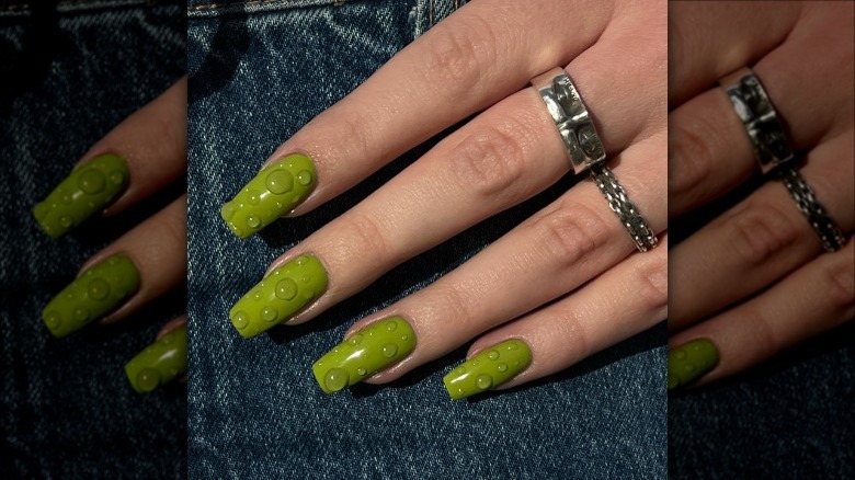 Chartreuse nails dewdrop manicure