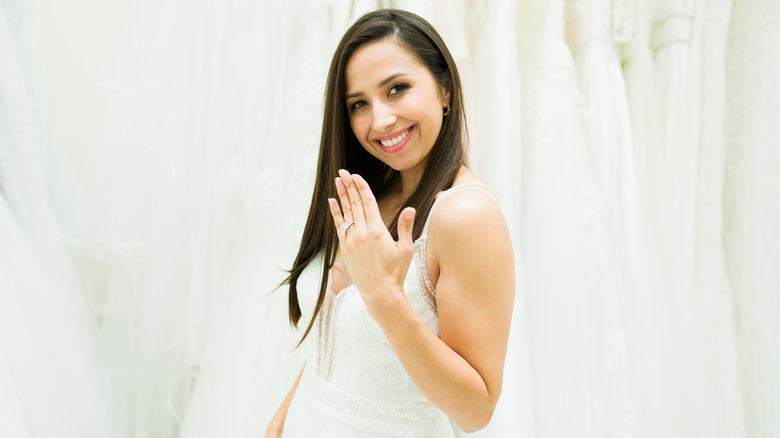 Woman showing off ring