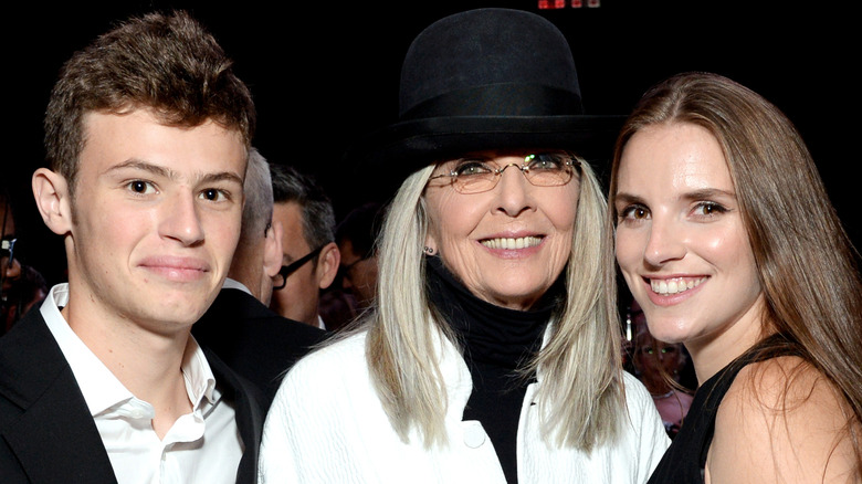 Diane Keaton poses with her kids Dexter and Duke