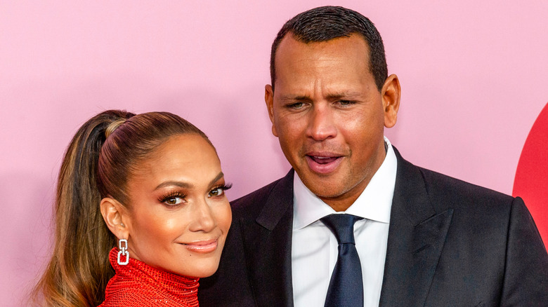 Alex Rodriguez with former girlfriend Jennifer Lopez.  