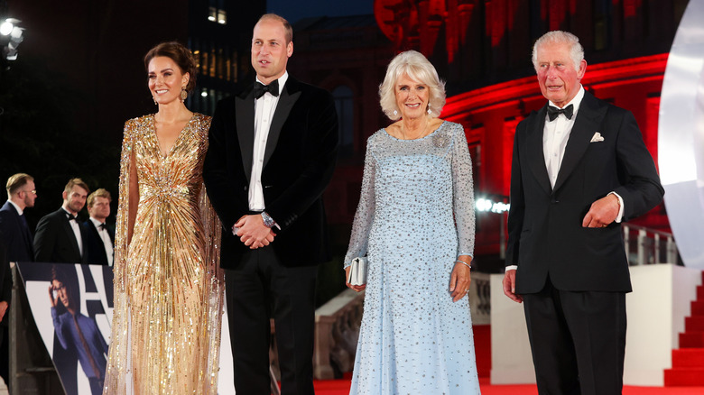 Princes William and Charles with their wives on the red carpet