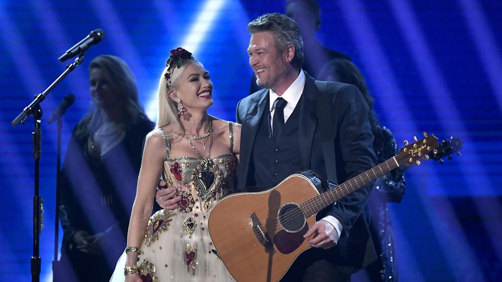 Gwen Stefani and Blake Shelton onstage