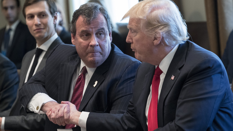 Donald Trump and Chris Christie shake hands