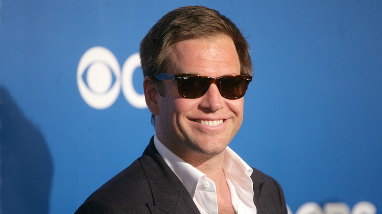 Michael Weatherly smiling sunglasses