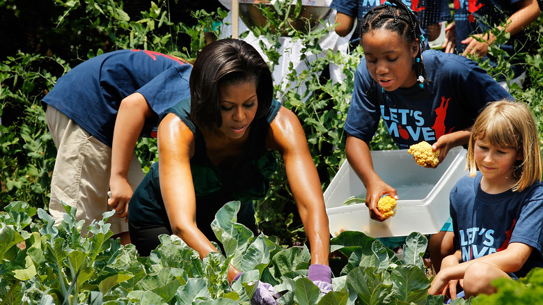 Michelle Obama gardening