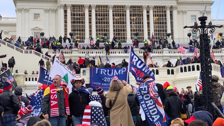 Rioters approaching the U.S. Capitol building on January 6