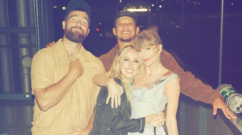 Taylor Swift, Travis Kelce, Patrick, and Brittany Mahomes