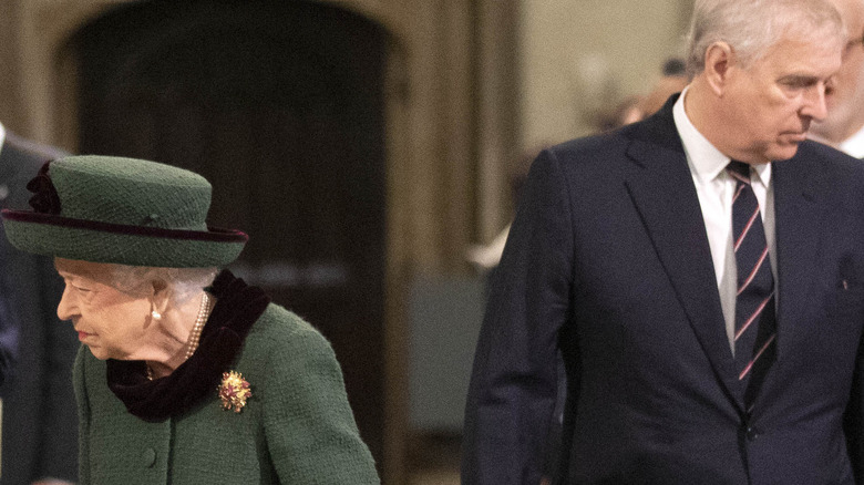 Prince Andrew and Queen Elizabeth at Prince Philips memorial