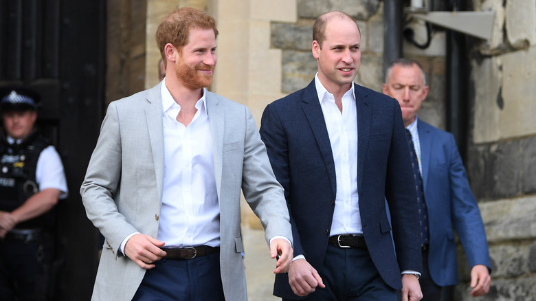 Prince Harry and Prince William walking together