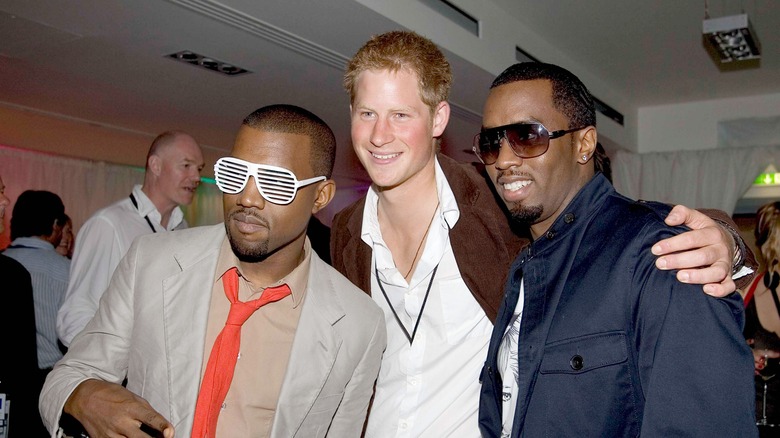 Diddy with Prince Harry and Kanye West