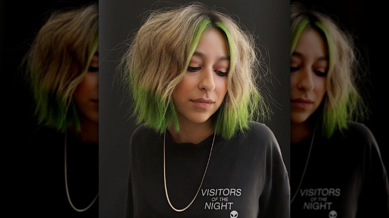 blonde and green dyed hair