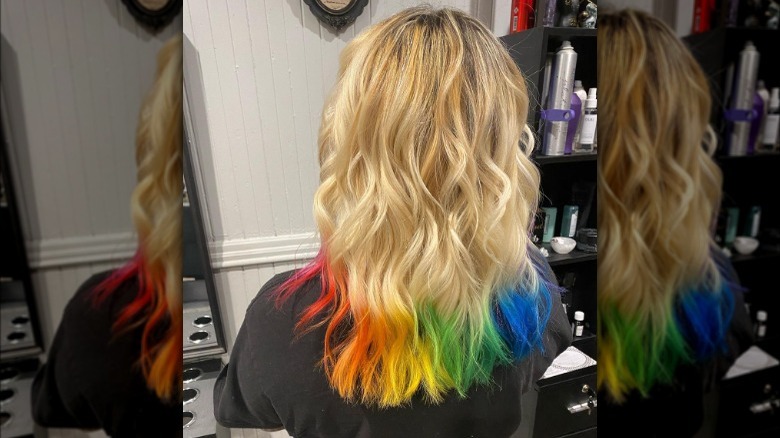 rainbow dip-dye hair