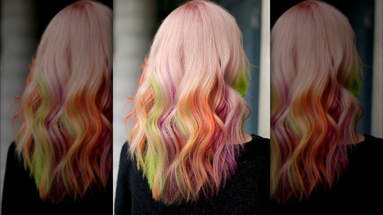 blonde and multicolored hairstyle