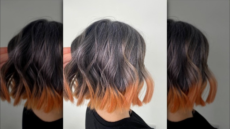 bob hairstyle with orange tips