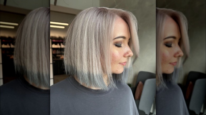 gray dip-dyed hair