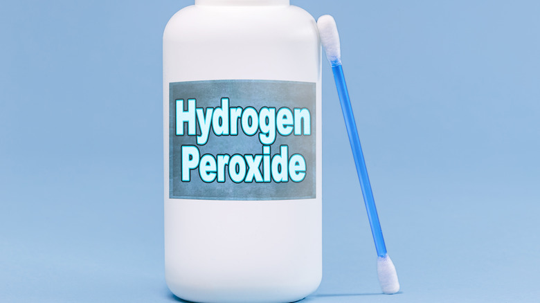 White bottle of hydrogen peroxide