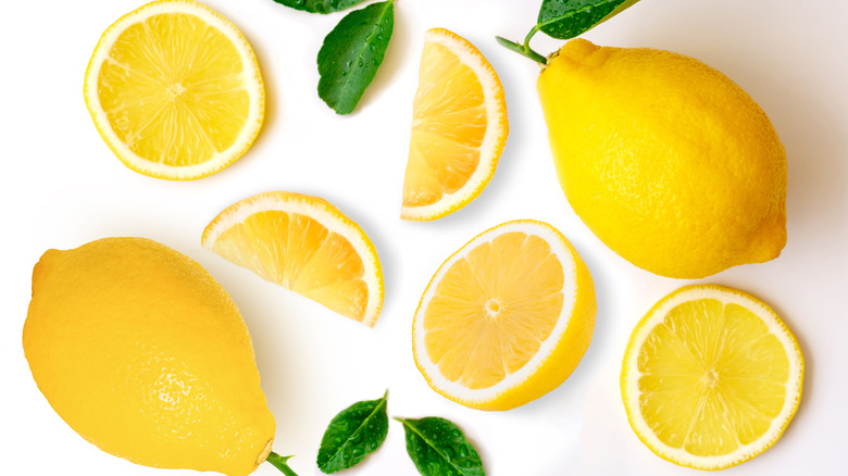 Lemons on white backdrop