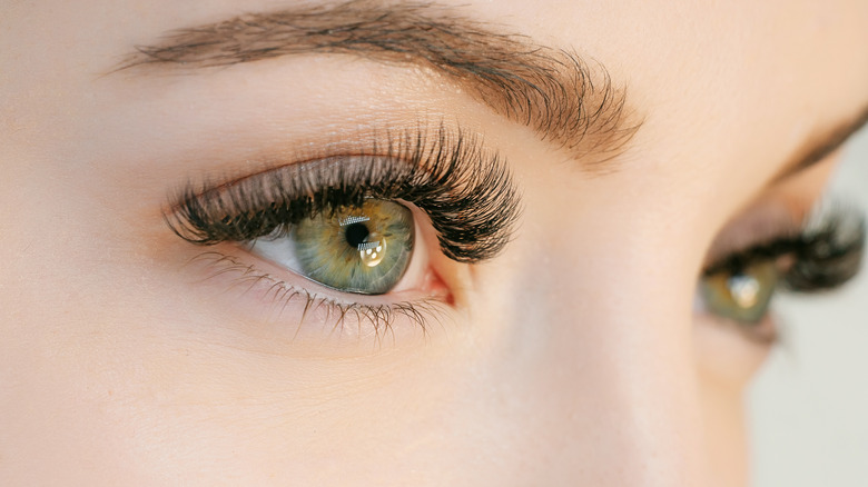 green eyed woman with long eyelashes