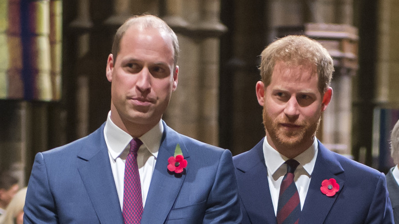 Princes William and Harry with their wives 