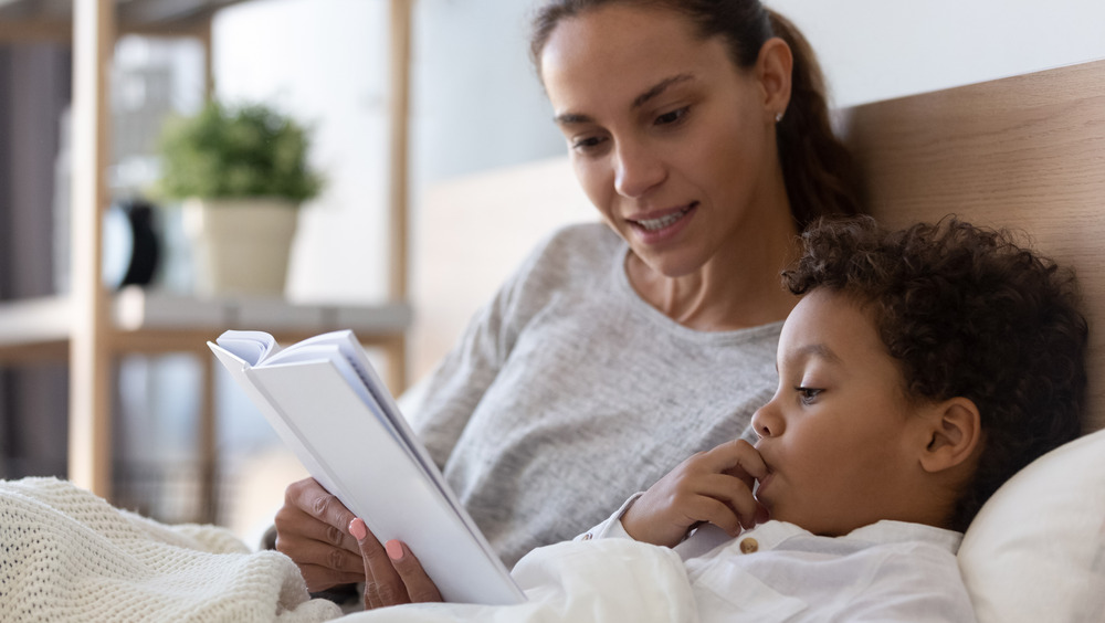 Mom reading bedtime story