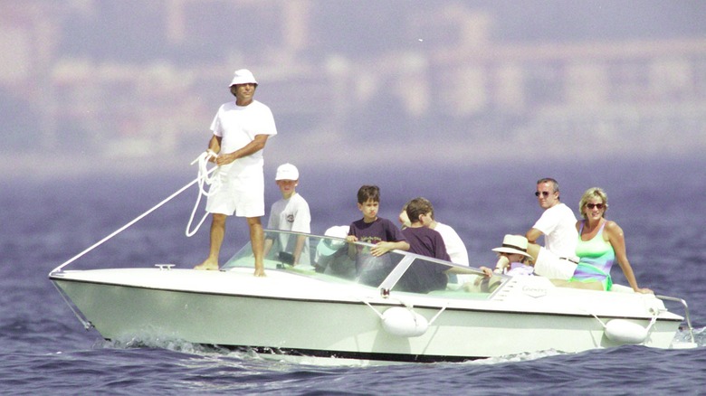 Dodi Fayed and Princess Diana on yacht