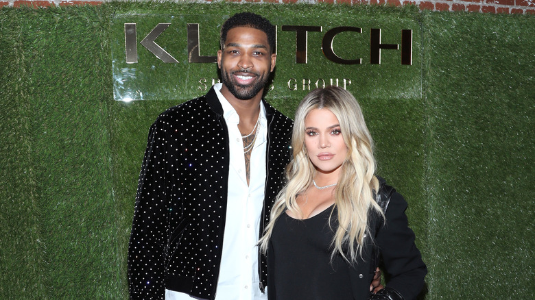 Khloe Kardashian and Tristan Thompson posing