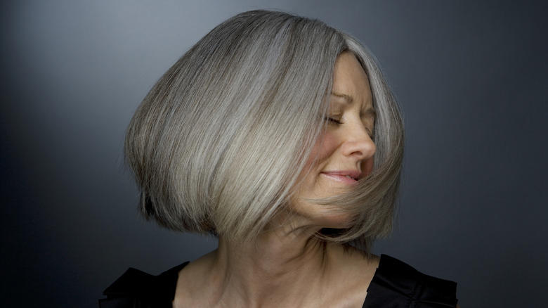 Woman with gray hair 