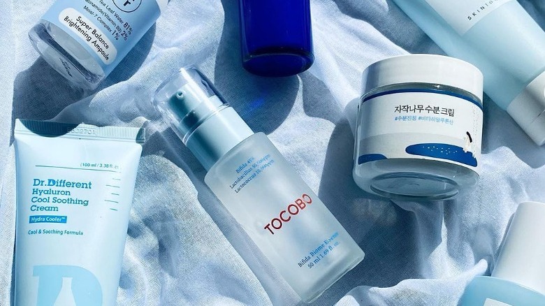 Blue skincare products