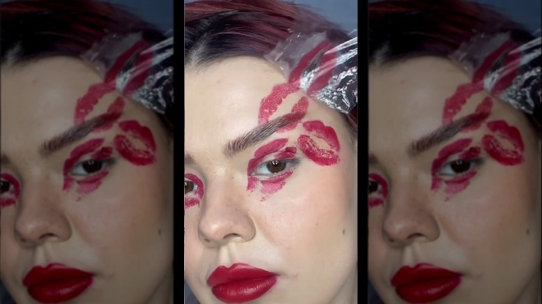 Mirta Miller recreates lipstick print makeup look