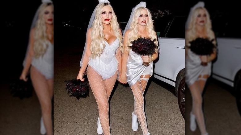 Tori Spelling and Laura Rugetti dead bride costumes