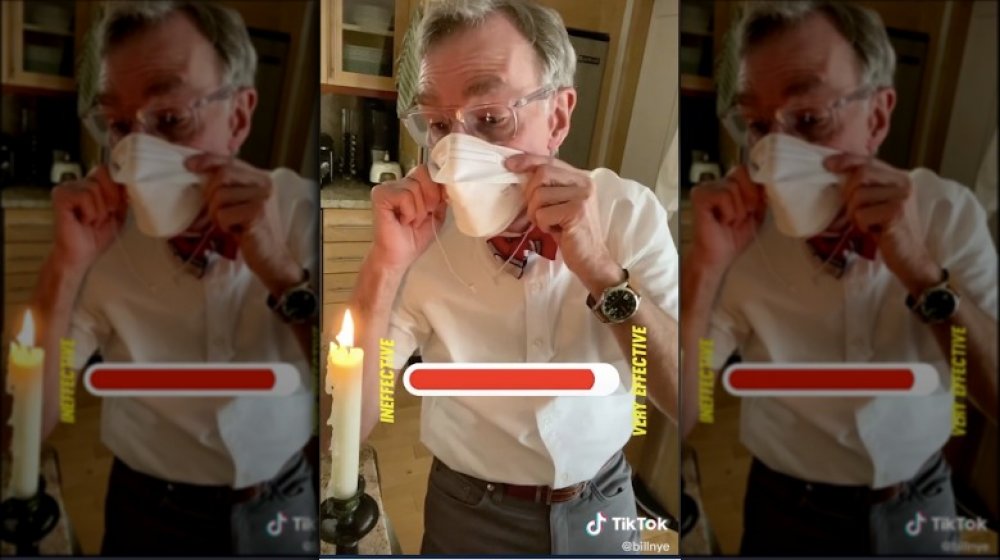 Bill Nye face mask candle test