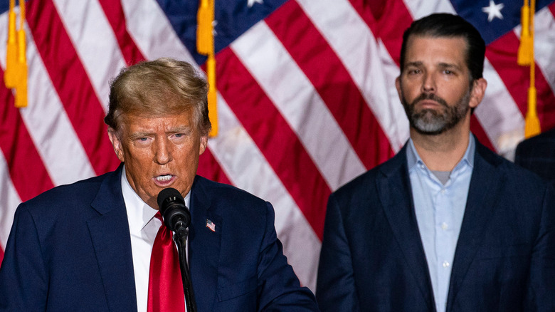 Donald Trump and Donald Trump Jr. at a rally