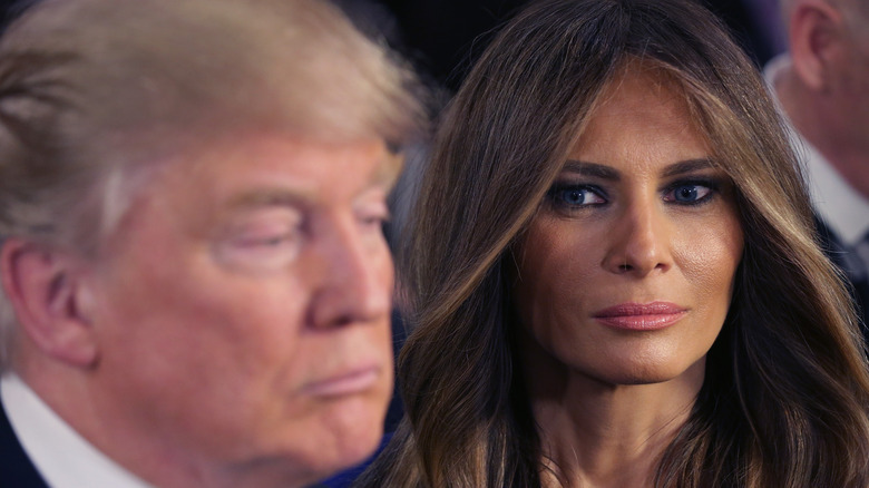 Melania Trump staring at Donald Trump 