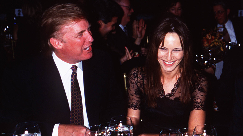 Young Donald Trump and Melania Knauss laughing