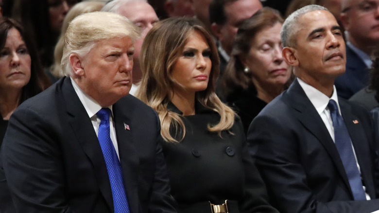 Donald Trump, Melania Trump, and Barack Obama in business attire