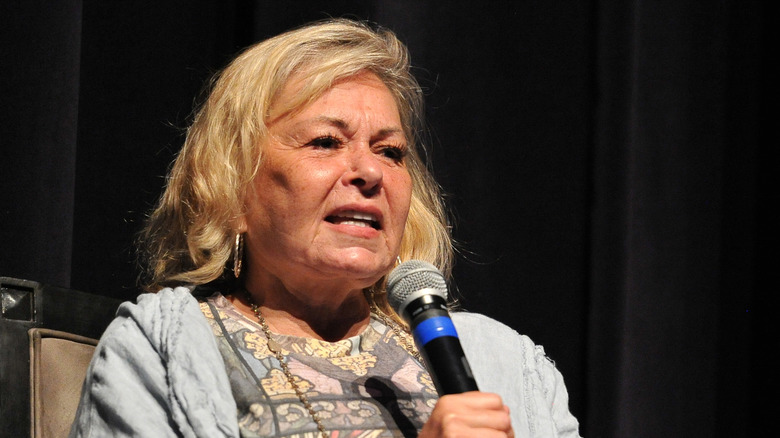 Roseanne Barr speaks on stage