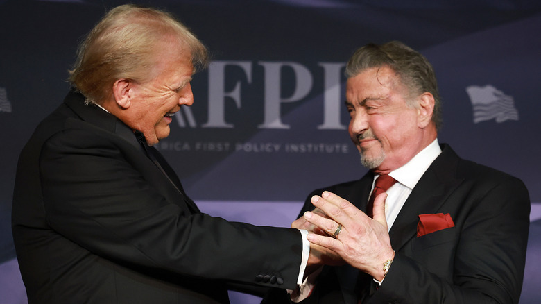 Donald Trump embraces Sylvester Stallone