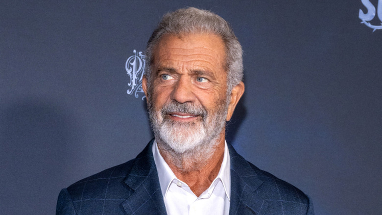 Mel Gibson on carpet at Monster Summer