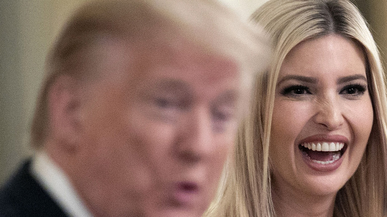 Donald Trump and Ivanka listen as Steven Mnuchin speaks on supporting small businesses