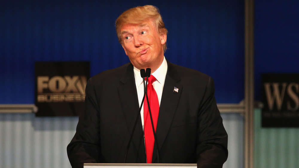 Donald Trump ponders a question he's just been asked