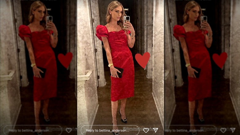 Bettina Anderson selfie red dress