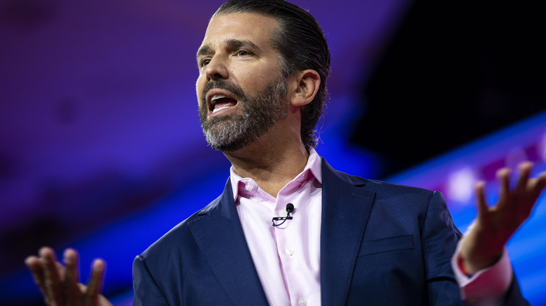 Donald Trump Jr. speaking with animated hands