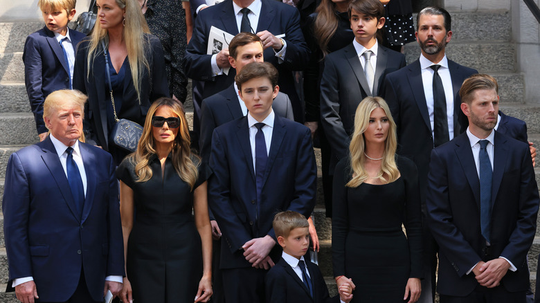 Trump family on steps at Ivana funeral