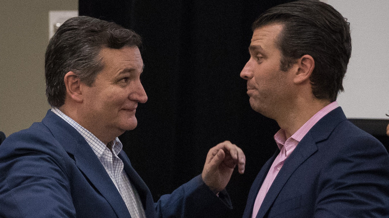 Ted Cruz and Donald Trump Jr. greeting each other