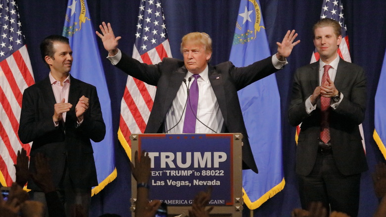 Donald Trump Jr., Donald Trump, and Eric Trump together at an event