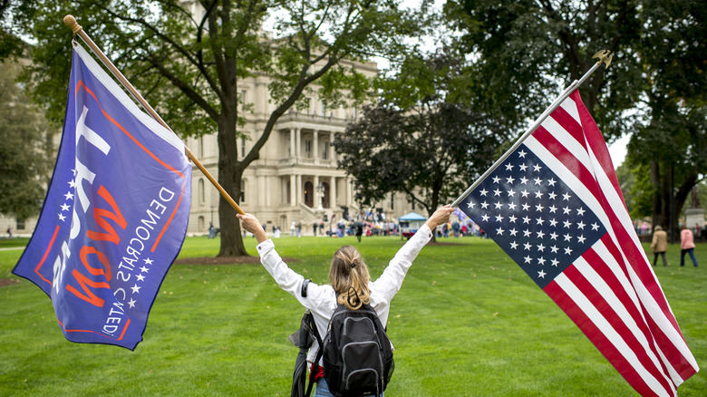 Supporter waving "Trump won" flag