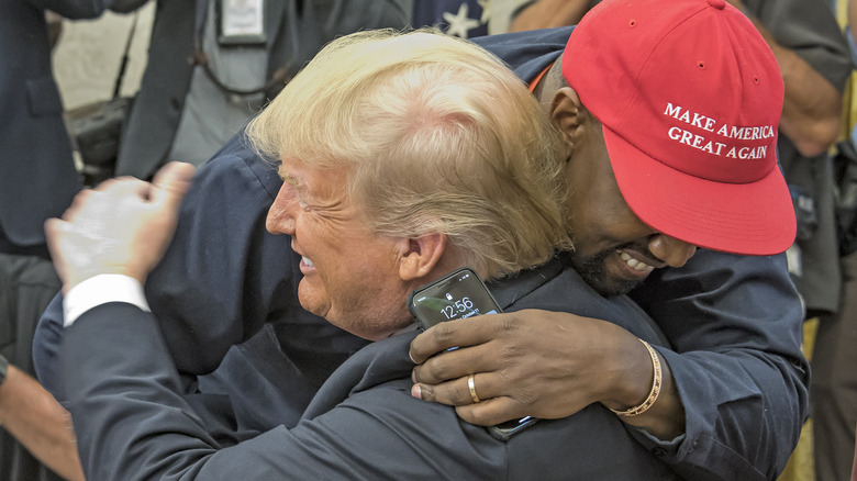 Donald Trump and Kanye West hugging